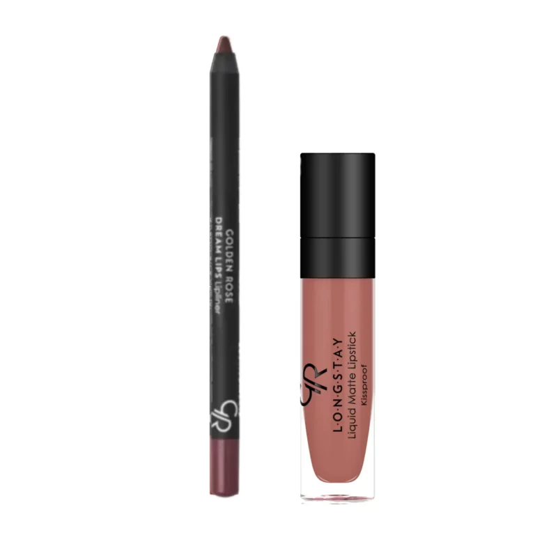 کیت رژ لب مایع و خط لب گلدن رز مدل Matte Lip Kit رنگ Rose Taupe