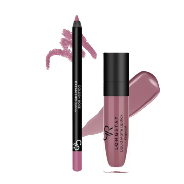 کیت رژ لب مایع و خط لب گلدن رز مدل Matte Lip Kit رنگ Blush Pink