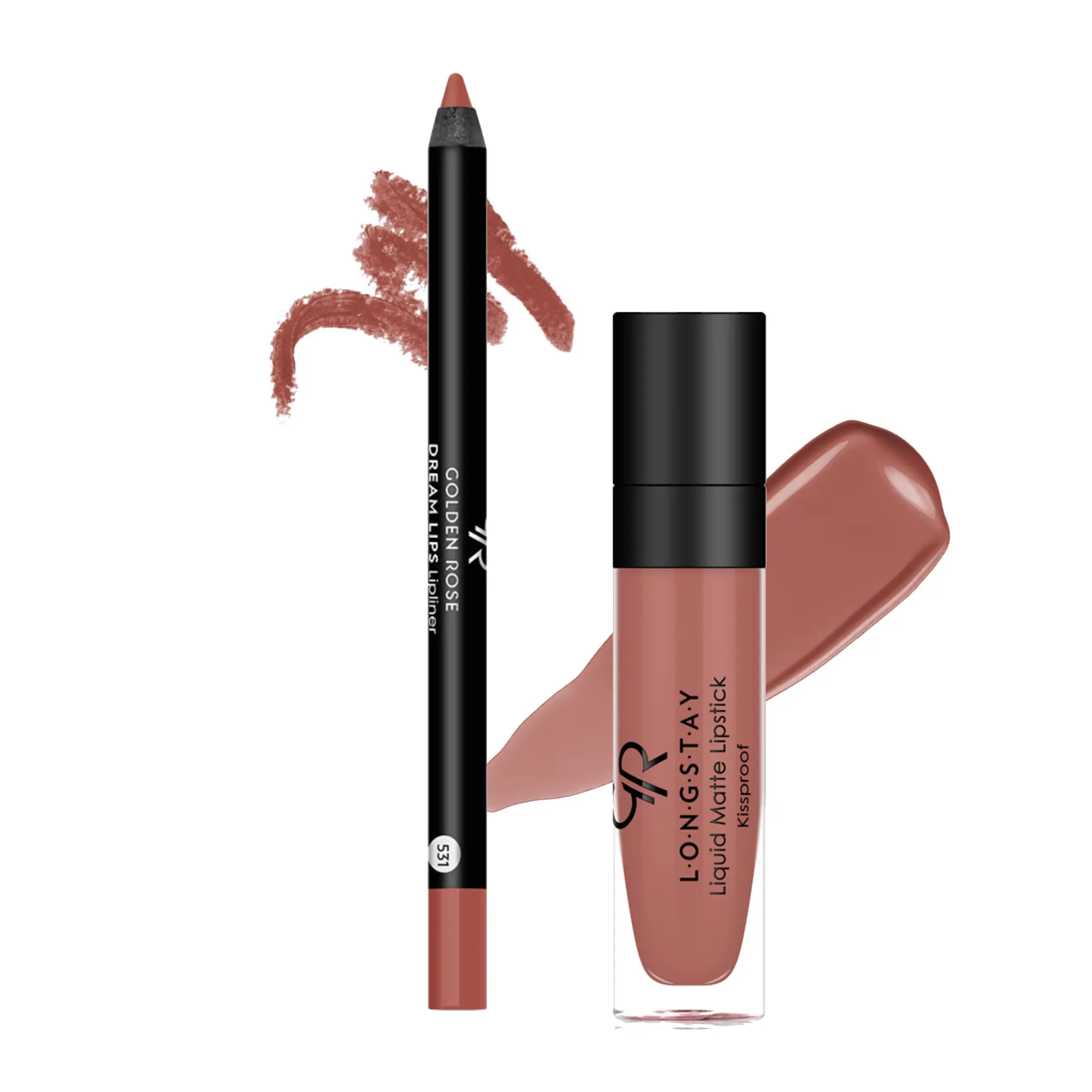 کیت رژ لب مایع و خط لب گلدن رز مدل Matte Lip Kit رنگ Warm Sable کیت رژ لب مایع و خط لب گلدن رز مدل Matte Lip Kit رنگ Warm Sable