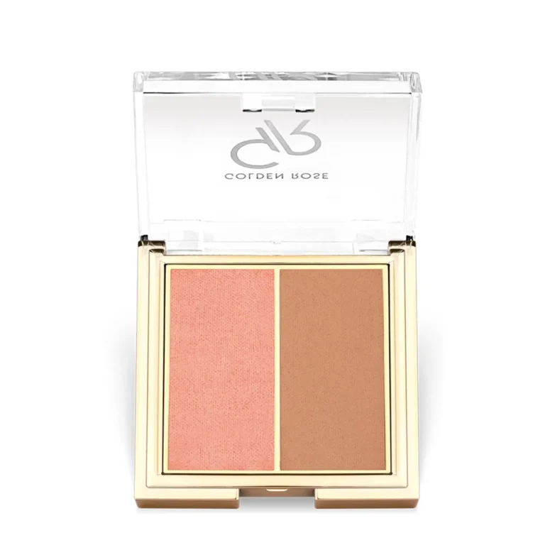 پالت رژگونه گلدن رز مدل Iconic Duo رنگ Rose & Nude شماره 01